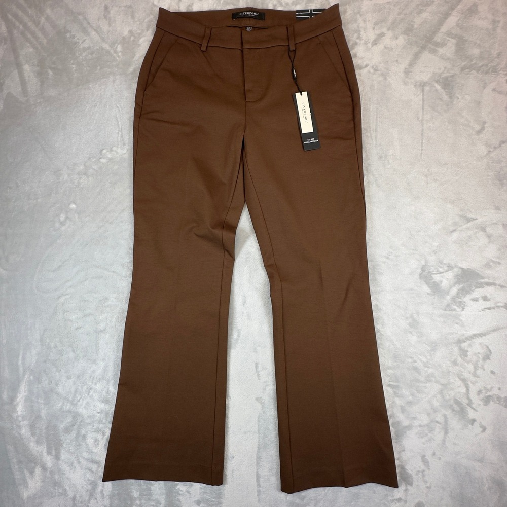 Liverpool Flare Trouser Womens 10 Brown Kelsey Mid Rise Workwear NWT‎